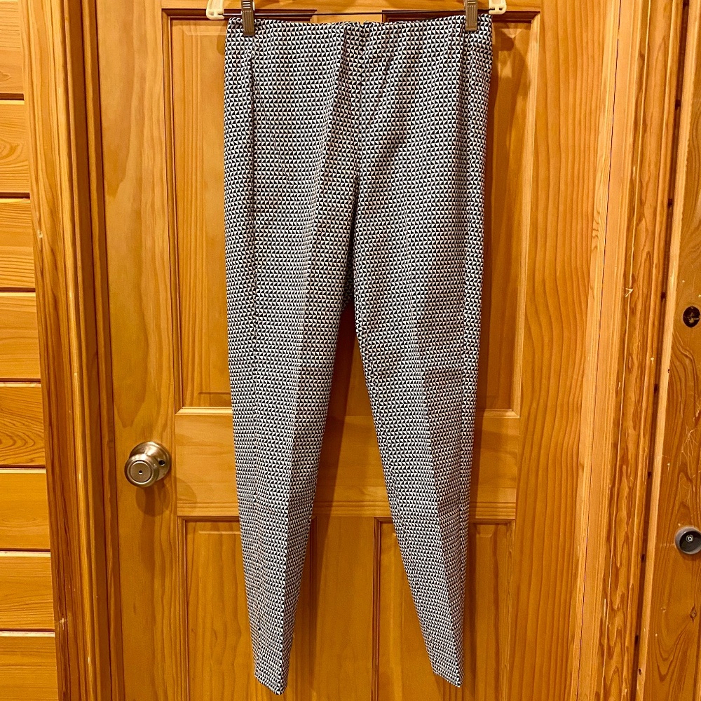 Theory Women's Black and White Diagonal Square Design Slacks Size 10